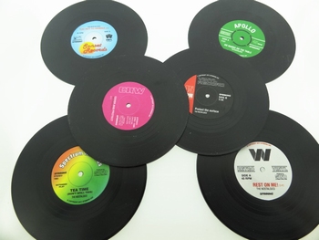 Vinyl record onderzetters (6 Stuks)