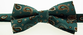 Turquoise Paisley Zijden Vlinderdas Strik