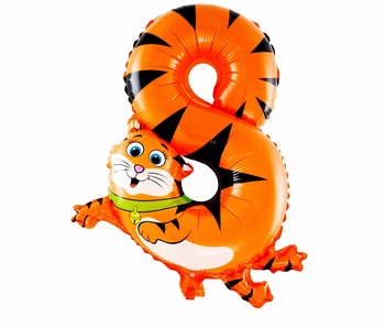 Folie helium ballon cijfer 8 dieren 49cm