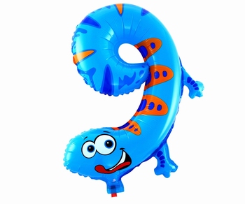 Folie helium ballon cijfer 9 dieren 41cm