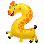 Folie helium ballon cijfer 2 dieren 41cm