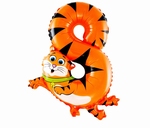 Folie helium ballon cijfer 8 dieren 49cm 