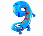 Folie helium ballon cijfer 9 dieren 41cm 