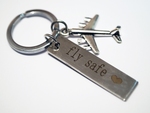 Fly Safe vliegtuig sleutelhanger 